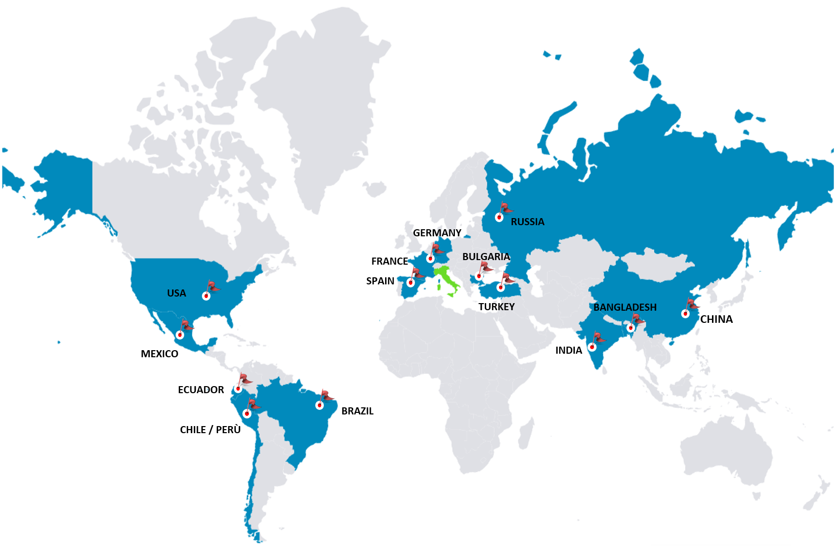 mappa mondiale del mercato internazionale